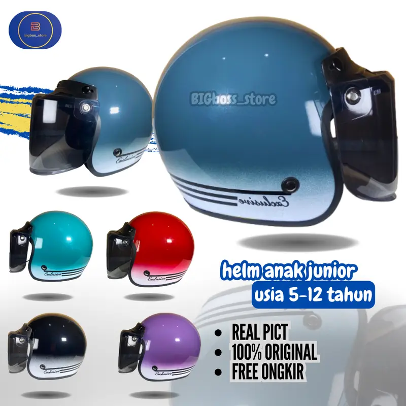 HELM BOGO ANAK SNI JUNIOR Full Leher Free Kaca FLAT UNTUK ANAK USIA 5-12 TAHUN 1