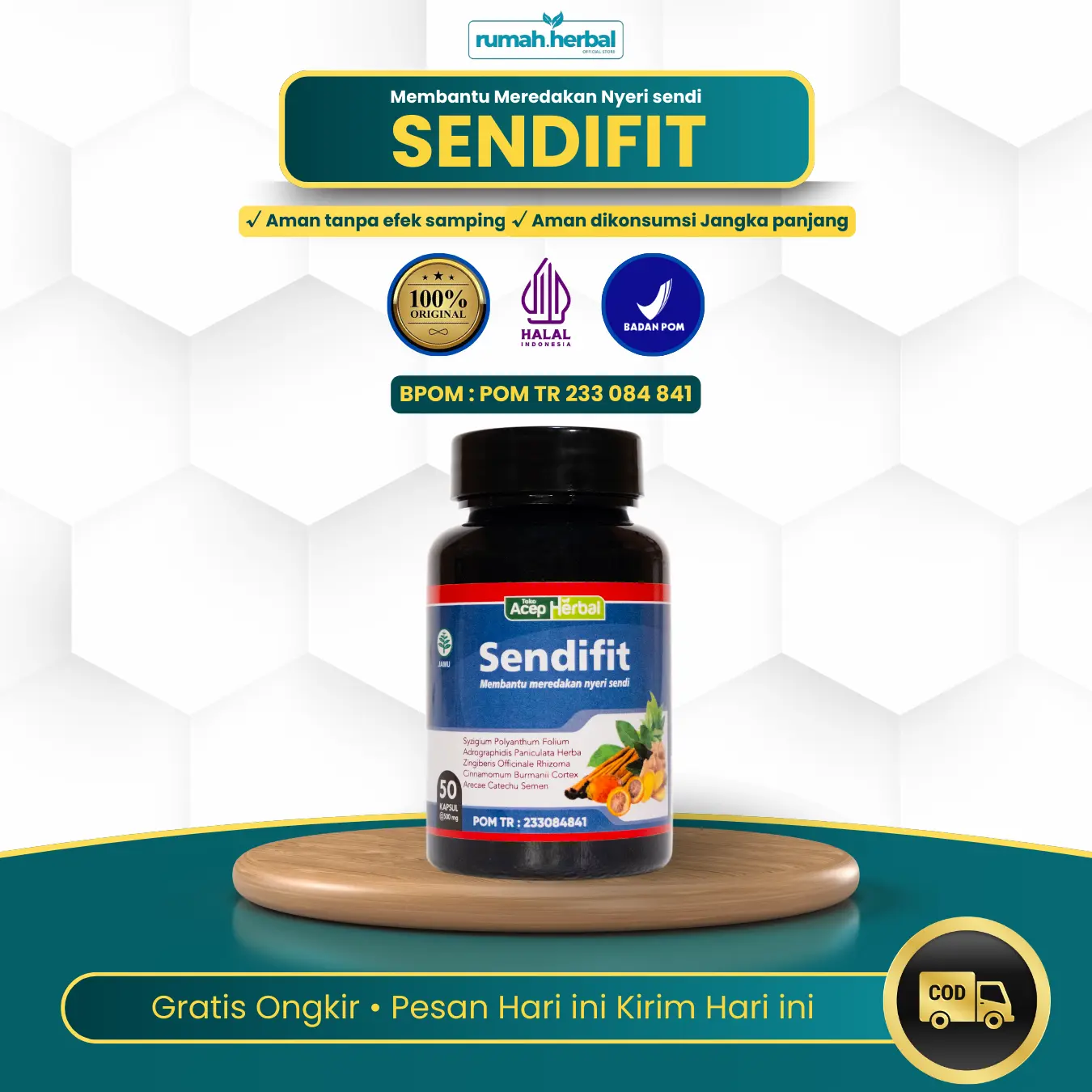 Sendifit Original Herbal Nyeri Sendi isi 50 Kapsul BPOM dan HALAL