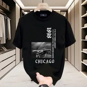 [COD] Trendy Kaos Pendek Retro Pria Gaya Amerika Keren Oversize Tebal Kerah Bulat Serbaguna untuk Berbagai Kesempatan