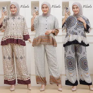 Fuji Set Rayon Rample Setelan Wanita Kekinian / 0ne Set Bahan Rayon Motif busui