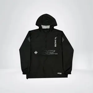 JAKET Ps62 Jaket Parasut Cougle EYR-ONYX Water Resistance Windproof Unisex Full Printing Furing Jaring Lengan Kerut Resleting Kantong Tali Serut Hoodi Bawah Nyaman