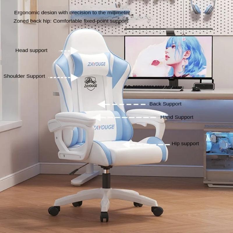 Gaming Chair, Computer Chair with Footrest and Lumbar Support, Height Adjustable Gaming Chair 3