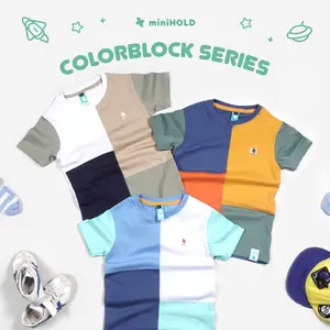 MINIHOLD Colorblok series Baju Kaos Anak Cotton Combed 30s Usia 1-12 Tahun Katun Laki-Laki