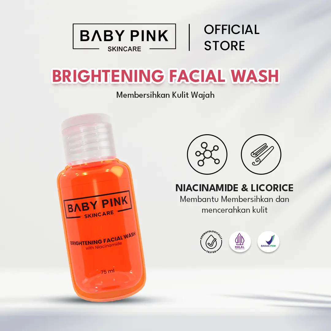 BABY PINK SKINCARE - Brightening Facial Wash With Niacinamide Licorice & Glycerin Cleanser Facial Wash Cleanser 75 mL Face Wash Sabun Cuci Muka Pembersih Pencuci Muka Melembabkan Wajah - Baby Pink Skincare Acid Cleansing