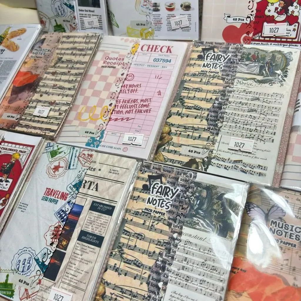 {LC1027} DECO PAPER A6 ISI 48PCS | KERTAS HIAS JOURNAL SCRAPBOOK VINTAGE