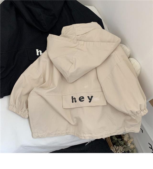 Product Introduction of Japanese and Korean styles~High quality Korean style children's letter hooded windbreaker for boys and girls, handsome coat for spring and autumn fashion children 5