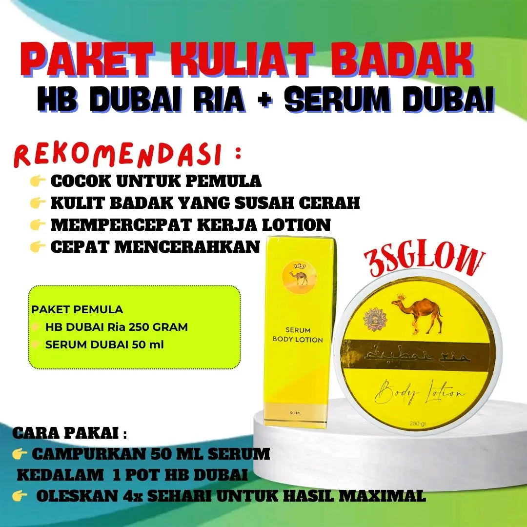 HB DUBAI RIA BPOM  + SERUM DUBAI UNTUK PEMULA KULIT BADAK