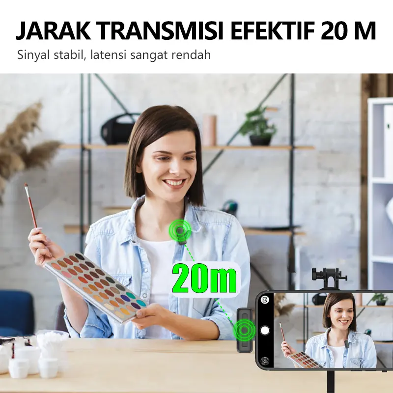 Topspot Mikrofon lavalier mini dengan casing pelindung dan pengisi daya, mikrofon nirkabel portabel plug-and-play,ponsel pintar/komputer/kamera Android, siaran langsung video pendek , mengisi daya ponsel Anda saat merekam Mic Microphone Wireless Bluetooth 2