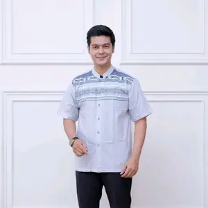baju pria dewasa lengan pendek koko murah terbaru cowok Muslim Katun Atasan Kurta Motif (xxl) Pendek Panjang