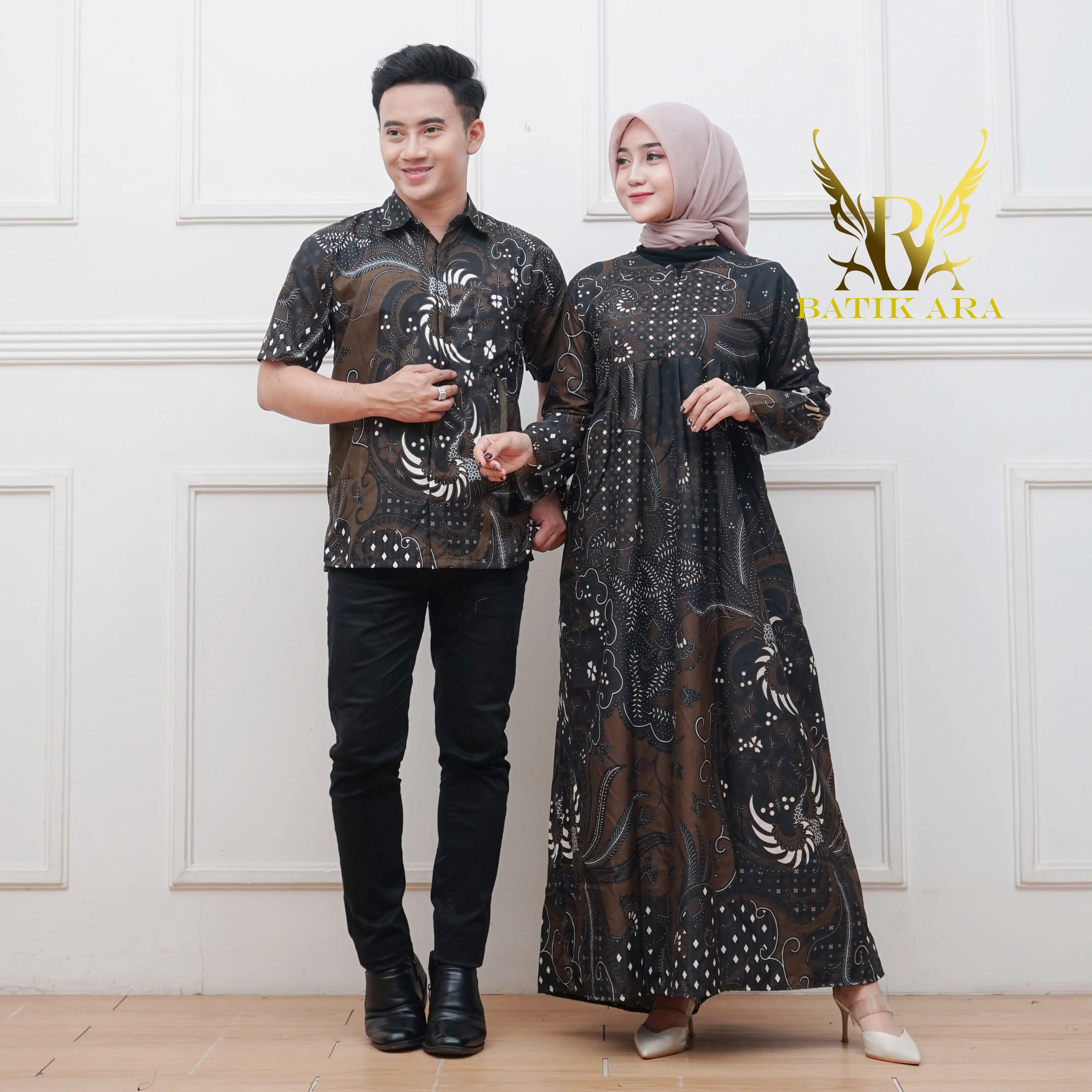 harga paket sepasang bajucouple batik sarimbit batik keluarga gamis dan kemeja lengan pendek Dewasa Katun Muslim Panjang Pasangan Dress Kondangan Kombinasi Seragam