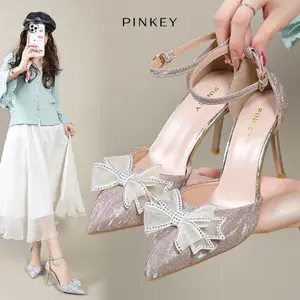 PINKEY P252 Sepatu Hak Tinggi Wanita Pointed Toe Pump Stiletto High  Runcing 7cm Pink Putih Shoes  Hitam heels pesta heels graduation