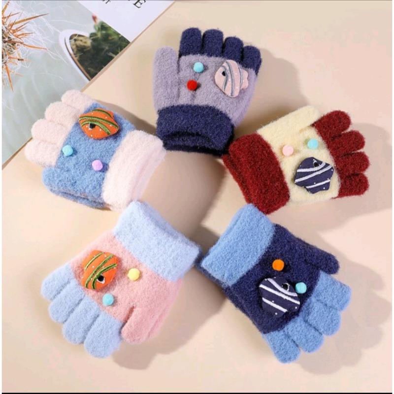TL_PROJECT29 Sarung tangan anak winter wol MOTIF IKAN CUTE untuk usia 0-3 tahun model terbaru ZH17 2