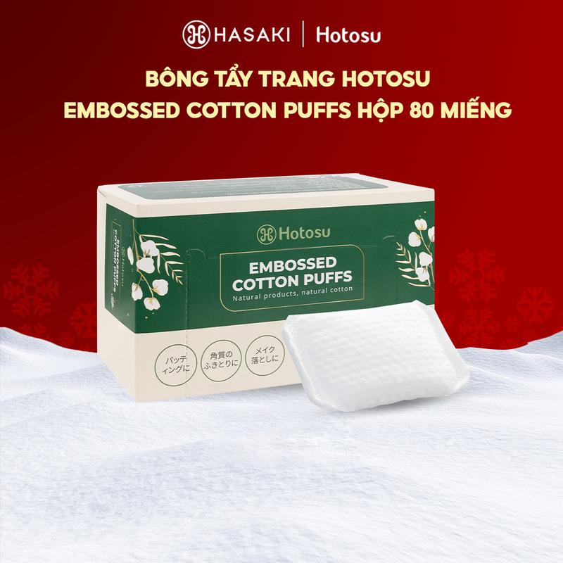   100% Cotton  Bông Tẩy Trang Hotosu Hộp 80 Miếng Embossed Cotton Puffs | HASAKI BEAUTY 