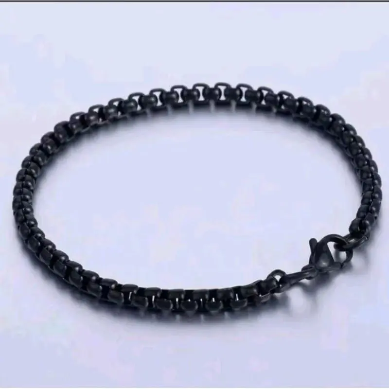 Gelang Titanium Model Rolo Hitam Tahan Karat dan Tahan Lama - Bracelets Elegan Tali 0