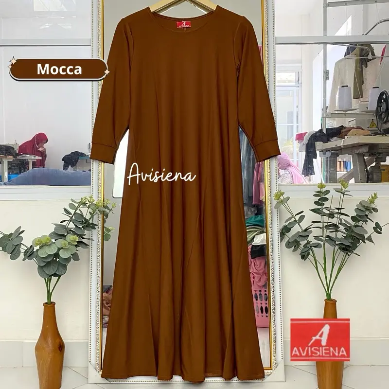 Avisiena - Gamis Polos Anak jersey  Inner anak lengan panjang dalaman gamis anak remaja tanggung Hitam putih Basic Dress Muslim Nyaman Sekolah White 7