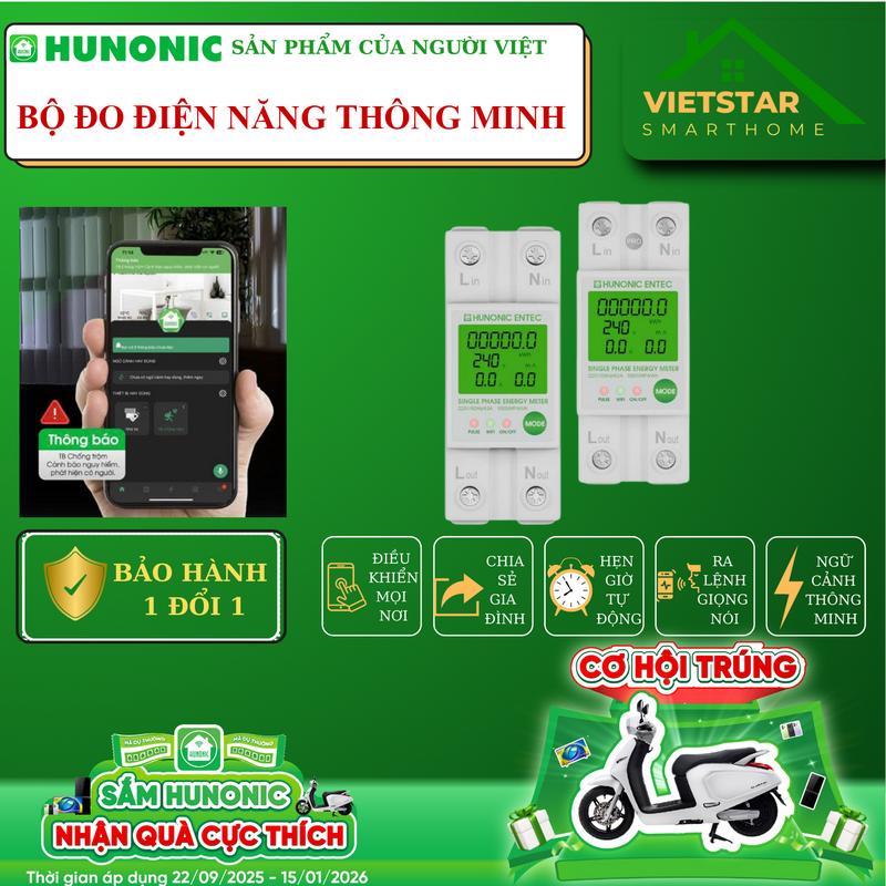  Công Tơ Điện Tử Thông Minh Wifi HUNONIC ENTEC - Phiên bản thường | Điều khiển từ xa 