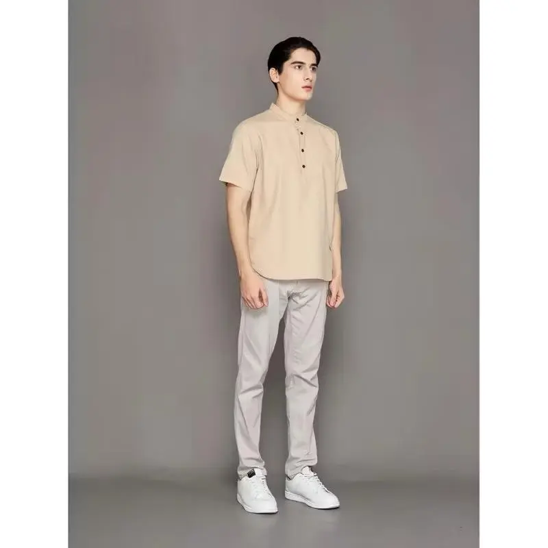 Anasera - Kurta Hanafi Casual Lengan Pendek Pakistan Baju Koko Trendy Pria - Muslim Formal Nyaman Santai Dewasa Keren Katun 3