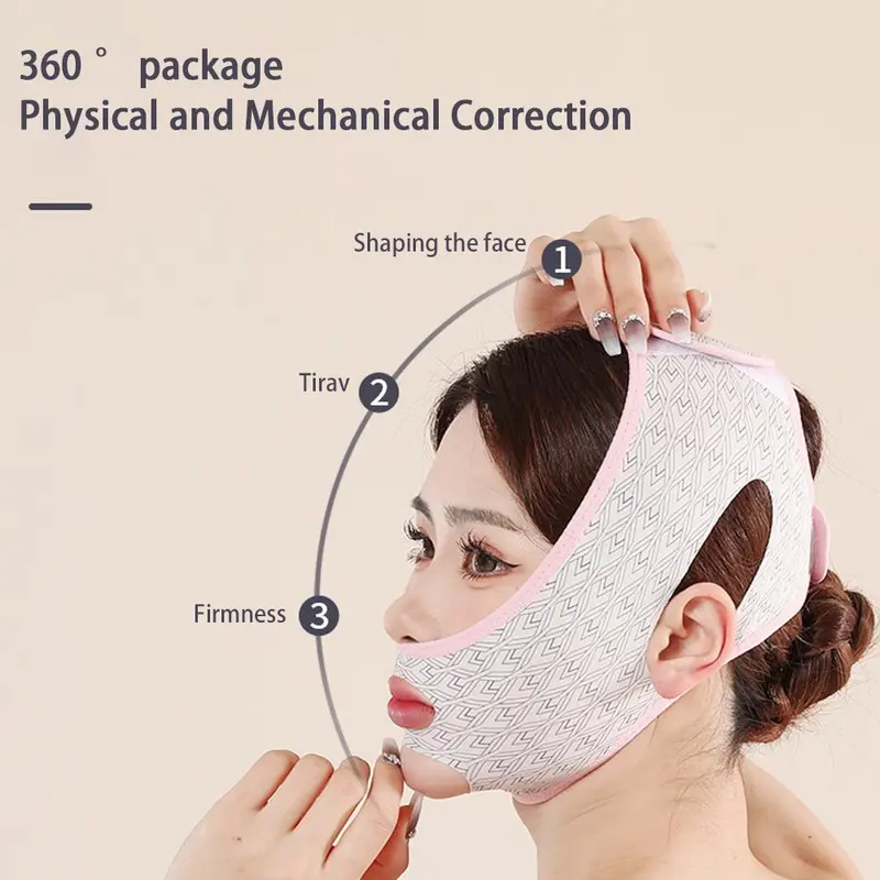 Masker Tidur Elastis Wajah V Perban Bentuk Pelangsing Wajah Wanita Pengangkat Pengencang Masker Dagu Ganda Anti Kendur Perban Lipatan Nasolabial Memudar 8