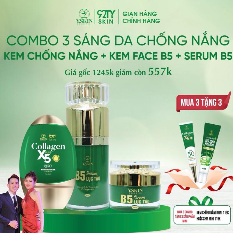 TY103 BỘ CŨ MUA 1TẶNG 1 Combo 3 Sản Phâm KCN CollagenX5 - Serum B5 Lục Tảo- Kem Face B5-Lục Tảo Dưỡng Da - Dưỡng Ẩm Mua 1 sp tặng 1 srm mini hoặc kcn mini Mua 2 sp tặng 1 son nách