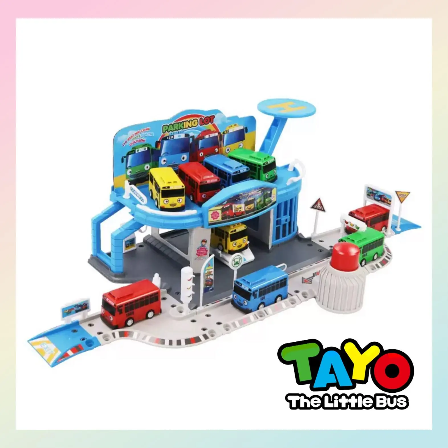 [MUMof2boys] Tayo Little Bus Friends Toy Set Parking Garage Bus Station Playset with Tayo Gani Lani Rogi Big Bus