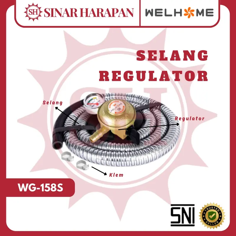 Paket Kompor Stainless 2 Tungku Matsunichi MS-328E & Selang Gas Regulator 2