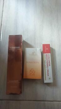 Product Review of CHALONESE BUNDLING (3 IN 1 ) STEP TO GLOWING (TONER+BRIGHTENNING CREAM+SUNSCREEN)SPF 50 PA +++ MOISTURIZING,MELINDUNGI PAPARAN SINAR MATAHARI   Hydrating Pencerah Perawatan Hyaluronic Acid Wajah Moisturizer from S**i 0