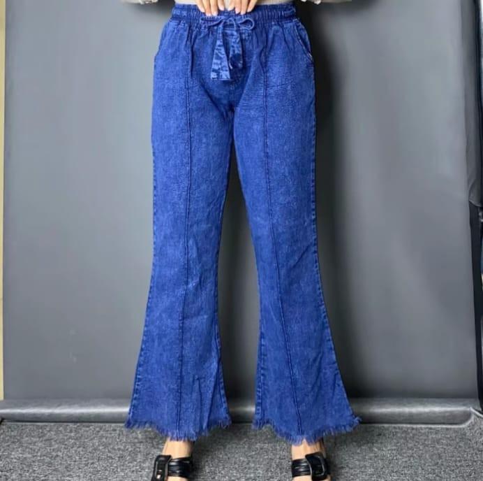 Product Introduction of Celana Cutbray Wanita Jeans Model Highwaist Kekinian Bawahan Cewek Casual Pinggang Karet Panjang Nyaman Hitam Dewasa Denim 2