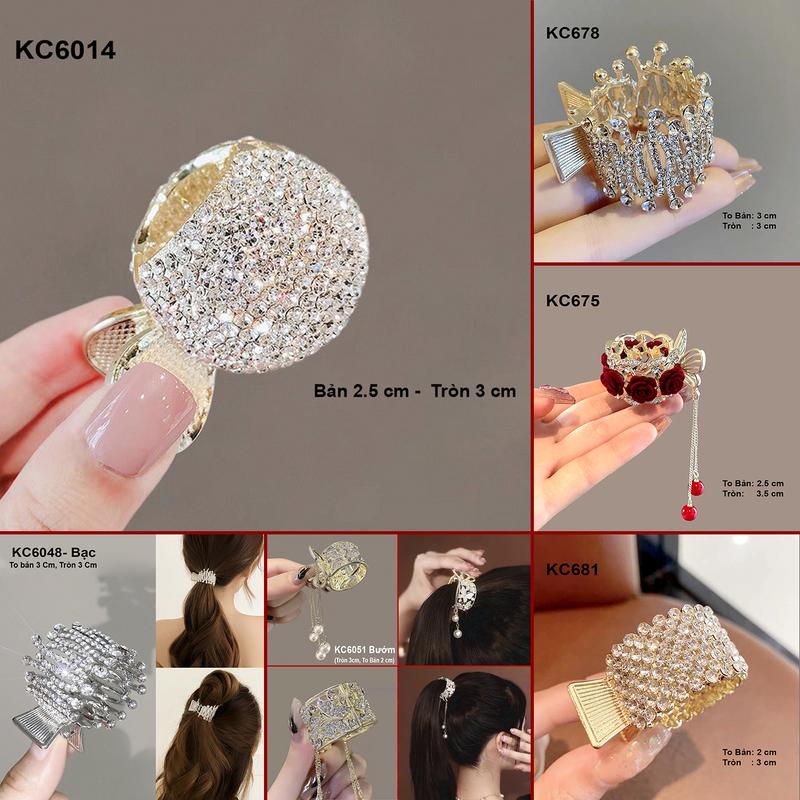 GOTI Kẹp Tóc Dạng Vòng Tròn Nhỏ Nhắn Phù Hợp Kẹp Tóc Đuôi Ngựa Đính Đá Nhiều Mẫu Quà Dành Cho Nữ Các Dịp Lễ KC675-KC6051 0