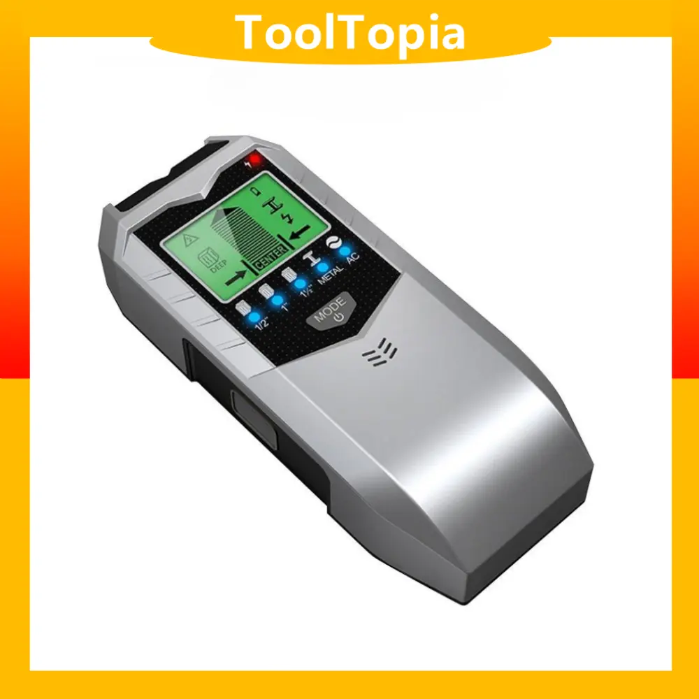 Pengimbas dinding 5 dalam 1, pengesan kayu / logam / stud / wayar AC / rasuk paip, dengan skrin LCD digital dan fungsi penggera Audio Hardware Lampu