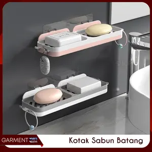 Rak Sabun Batang Gantung Dinding Rack Organizer Skincare Soap Case Dish Dryer 2 Sekat Multifungsi