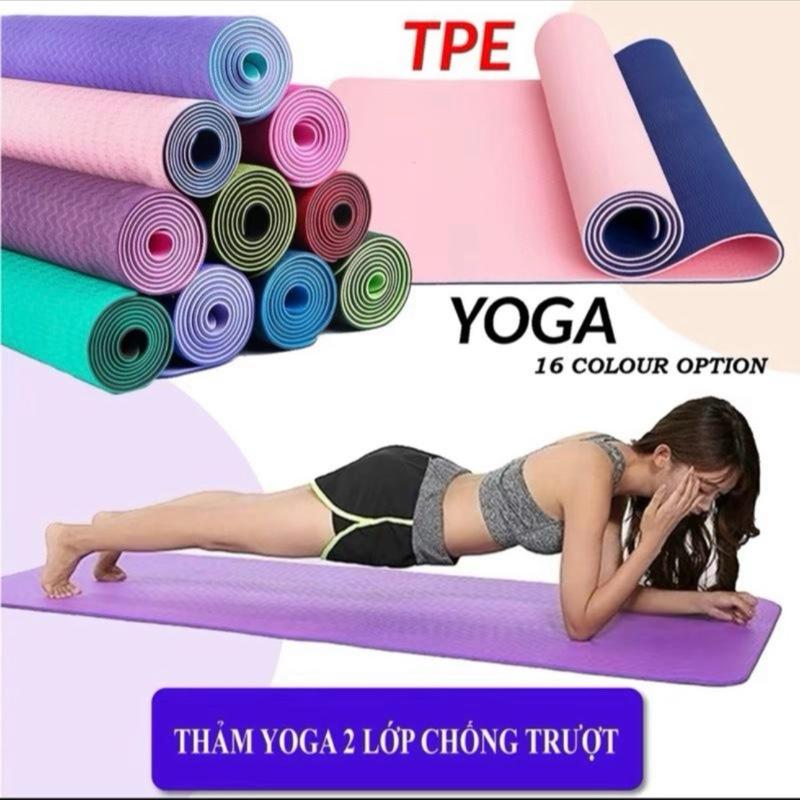 Thảm Tập Yoga Chống Trượt Dày 6mm, Thảm Tập Thể T Dục, Thảm Thập Yoga Tại Nhà, Thảm Tập Gym Cao Cấp chất liệu TPE-Màu Ngẫu Nhiên