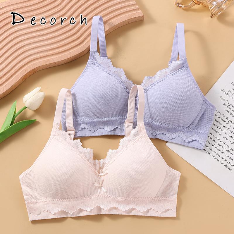  Quần lót nữ cỡ lớn viền cánh hoa mặc thoải mái vải mềm mại thoáng khí áo ngực liền mạch khung áo ngực vô hình không có gọng.  không dây áo dán ngực áo lá bra mặc hở lưng ao bra nữ Voi Tím Voan 