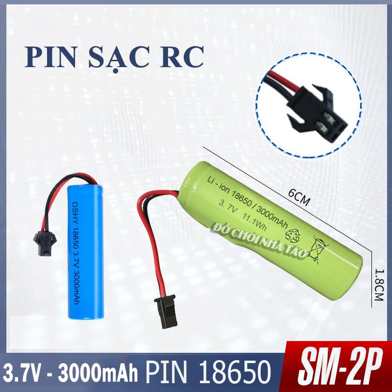  Pin sac 3000mah - 18650 dành cho xe điều khiển từ xa 3,7v - 3000 mah - jack sm-2p   1 chiếc   Đồ Chơi 