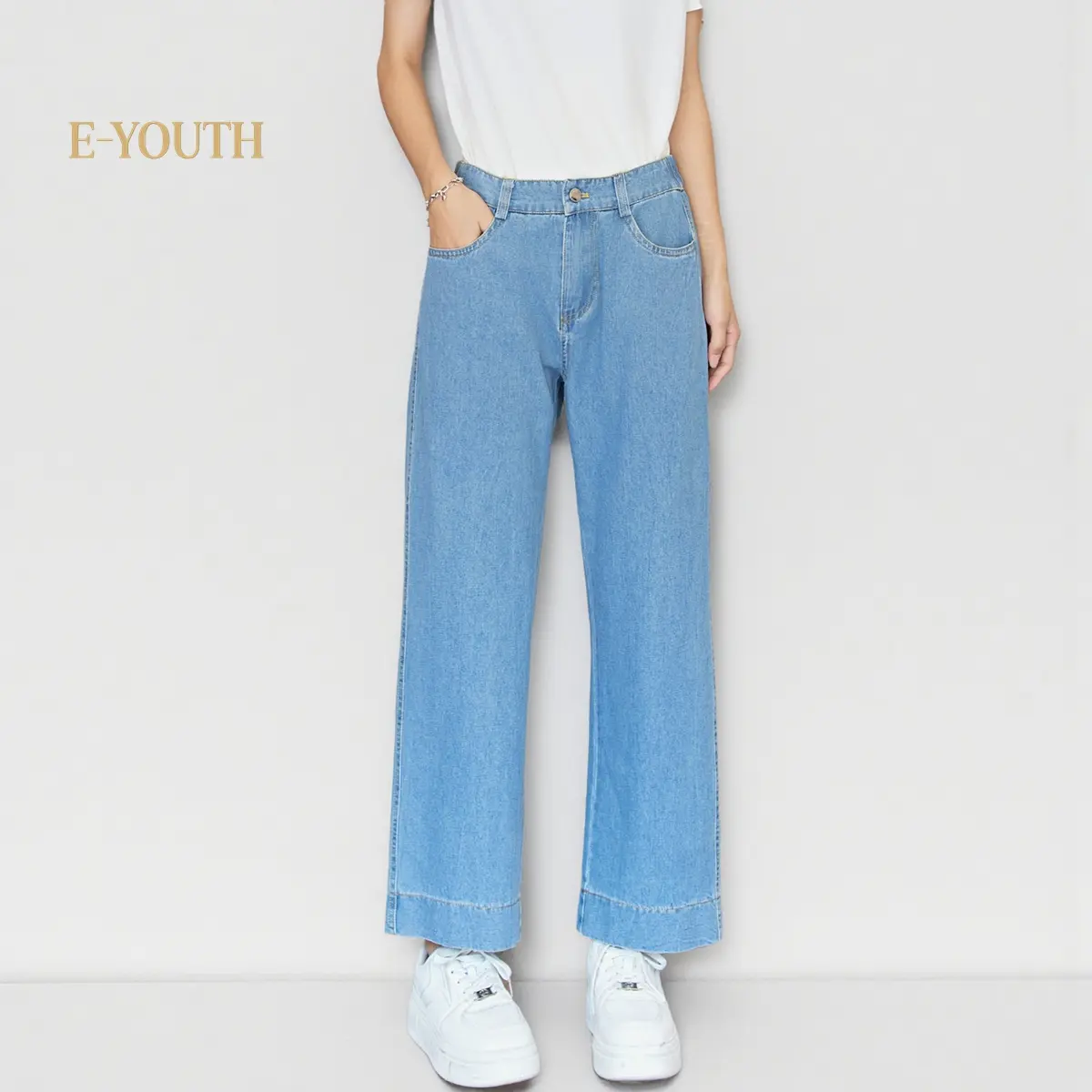 Eyouth 10115 high waist Loose Fit Stretch Denim Pants