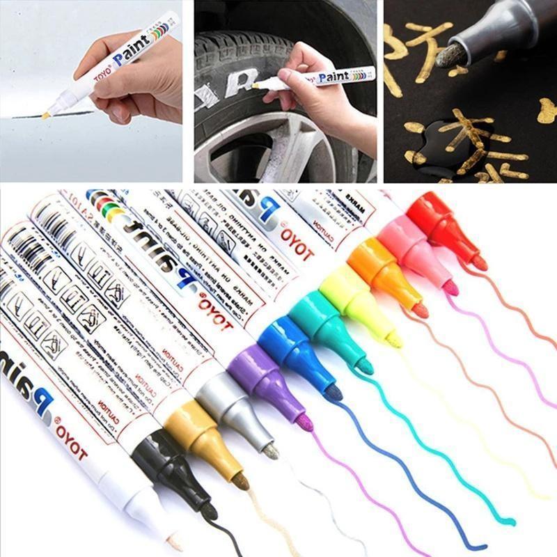 Bút Sơn Công Nghiệp TOYO Paint Marker Đầu Bi 5mm - Chống Thấm Nước, Bền Vĩnh Viễn Cho Lốp Xe Ô Tô, Kim Loại, CD | An Toàn Không Độc Hại