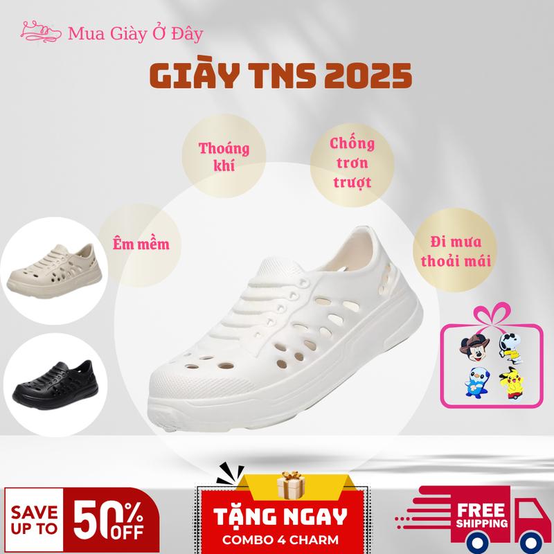 [Tặng combo 4 charm]  Giày nhựa dẻo nam Fashion TNS 2025, giày nam sneaker thể thao đế bằng mẫu trơn form dáng 2025 - Đi chơi, đi học, đi du lịch -Shoes