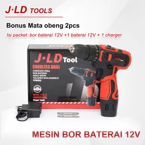 JLD Mesin bor baterai 12V Mesin bor cas 1baterai set Bor tangan tanpa kabel bor cordless Bisa COD mesin  bor