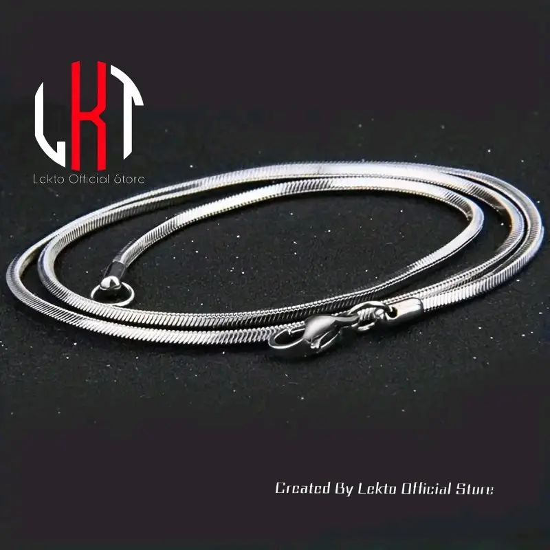 Kalung Titanium Anti Karat Selamanya Uniseks Pria Wanita Terlaris Motif Kotak SIERRA Monel Silver Pelapisan Logam Elegan 5