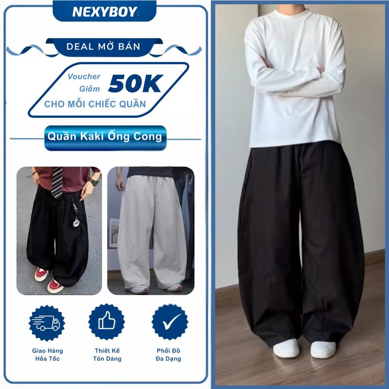    Mẫu Năm Mới 2026   Quần Kaki Ống Cong Unisex Nam Nữ Quần Cạp Chun Co Giãn Ống Rộng KKC Basic Dễ Mặc Dễ Phối Đồ Menswear 