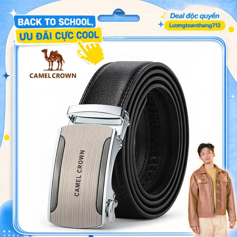 CAMEL CROWN Thắt lưng nam khóa tự động bằng da bò thật, dây đeo thường ngày DF193162 01 1/DF193167 01 1/DF193408 07 1/DF193408 10 1/DF193408 27 1