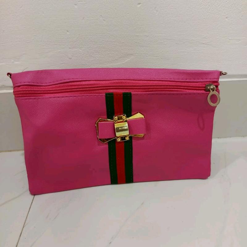 Tas Kosmetik Wanita Pouch Bag Multifungsi Tas Pita Elegan Tas Dompet   Pink Kulit Belanja Wanita 8