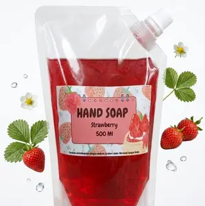 Sabun Cuci Tangan Strawberry 500ml - Kemasan Pouch Refil Lebih Hemat Aroma Segar dan Menyenangkan untuk Kebersihan Tangan Sehari-hari