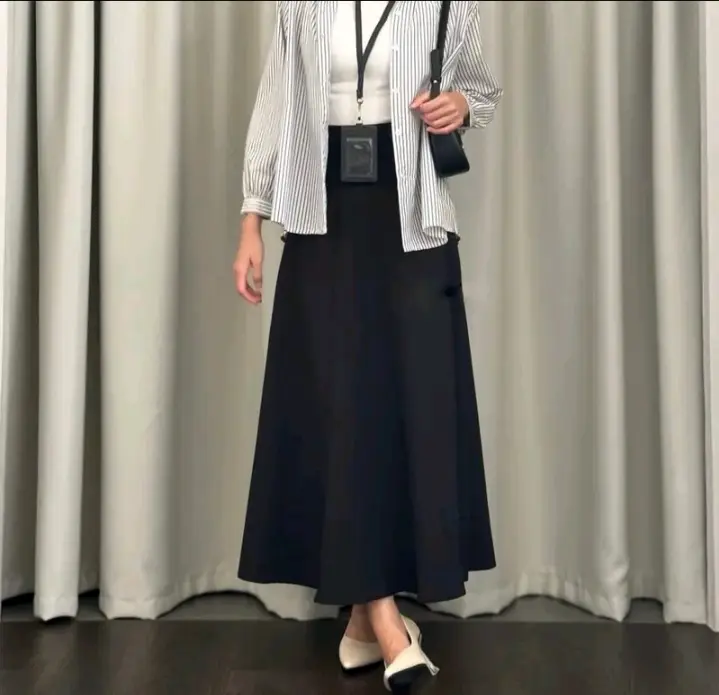 By Arrafi - Audy Skirt - Korean Loose Maxi Skirt Rok Wanita Anti Kusut - Rok Flare Wanita - Rok Basic Polos - Maxi skirt Rok Panjang Wanita 3
