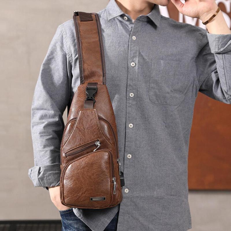 Product Introduction of Men's USB Charging Bag Men's Chest Bag for Custom PU PVC Shoulder Bag Diagonal Package Messenger Travel Bag Cross Body Bags 21