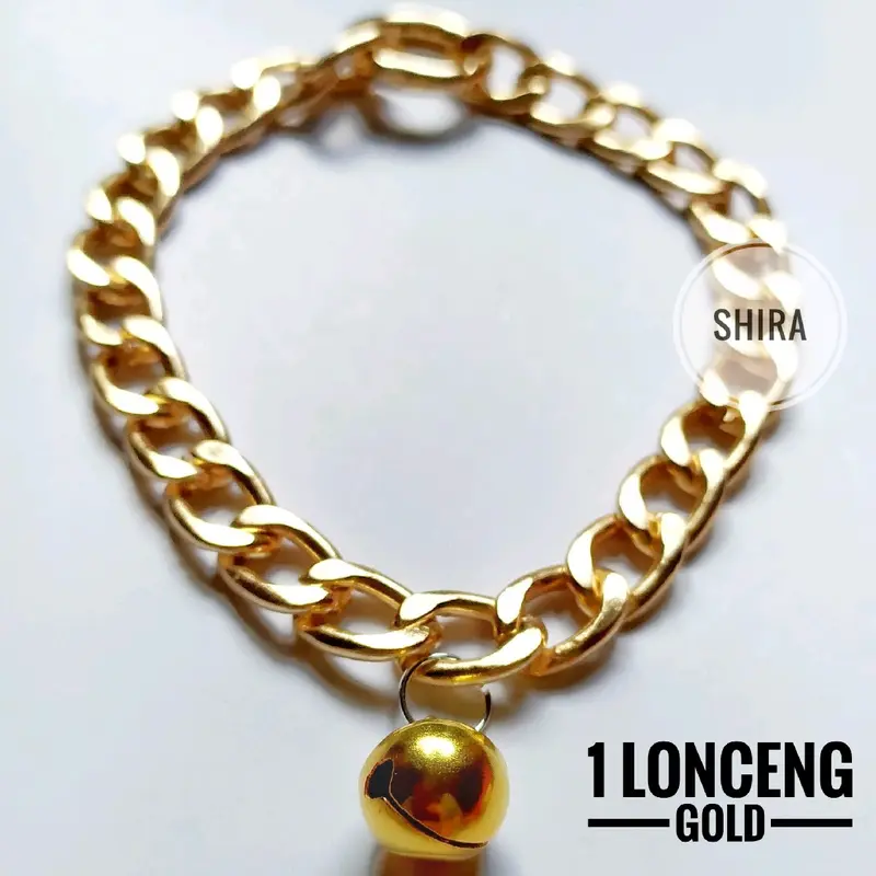 Kalung Kucing Rantai Emas Premium Lonceng 1 2