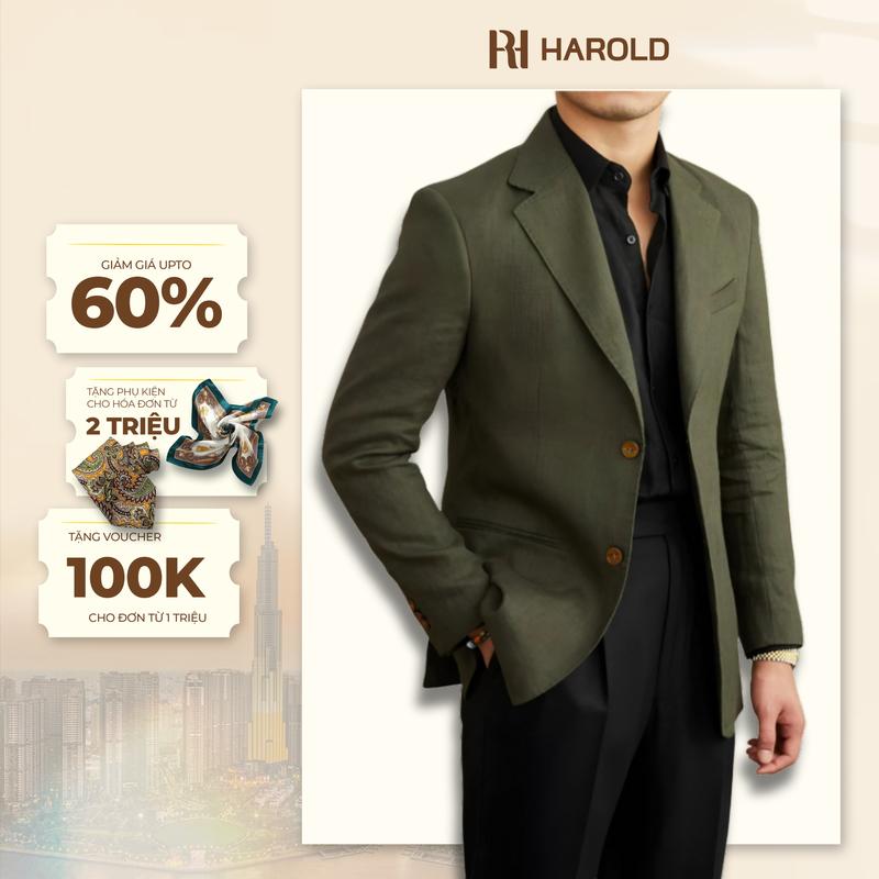 Áo Blazer Nam Cao Cấp Harold Havana Linen 1 Hàng Khuy - Áo Vest Thiết Kế Sang Trọng, Vải Thoáng Mát, , Độ Bền Cao - Hàng Cao Cấp Menswear