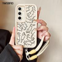 Gambar YWSBFID Casing Hp untuk Samsung A35 5G A34 5G A33 5G A32 A31 Case Pola Kucing kartun Kasing Anti-Sidik Jari Silikon Kasus Lembut Tali gantung Casing - Gaya1, Samsung A35 5G dari YWSBFID MALL Kab. Tangerang 4 Tokopedia