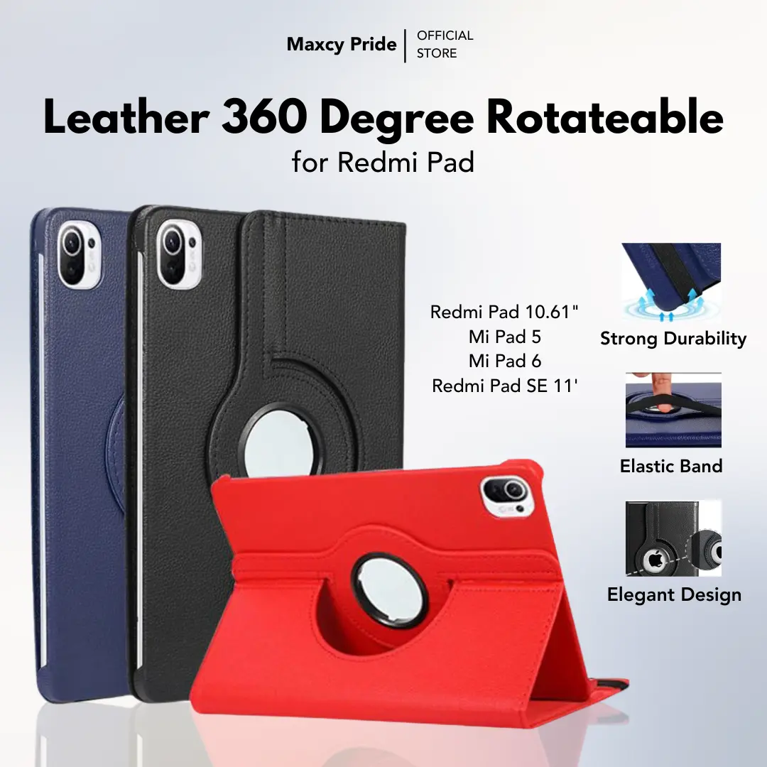 Flip Case Compatible For Xiao mi Red mi Pad 10.61" 2022/RED MI PAD SE 11” 2023/Xiao mi Pad 6 11"/Mi PAD 5/5 Pro / mi Pad Pro 12.1 / mi Pad SE 8.7 / Xia omi Pad 6S Pro 12.4 Cover Rotary 360 Book Cover Standing Leather With Adjust View