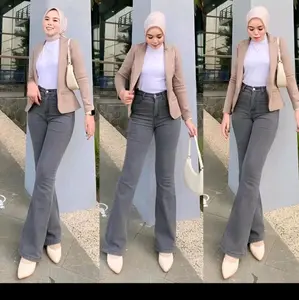 Celana Highwaist Jeans Cutbray Stretch Inara Wanita Panjang - Sunday