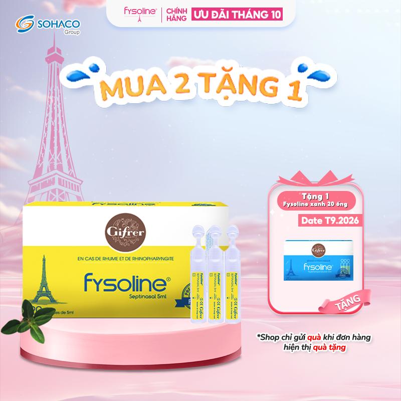 Nước muối sinh lý Fysoline Septinasal Pháp hộp Vàng 20 ống x 5ml hỗ trợ giảm sổ mũi cho bé
